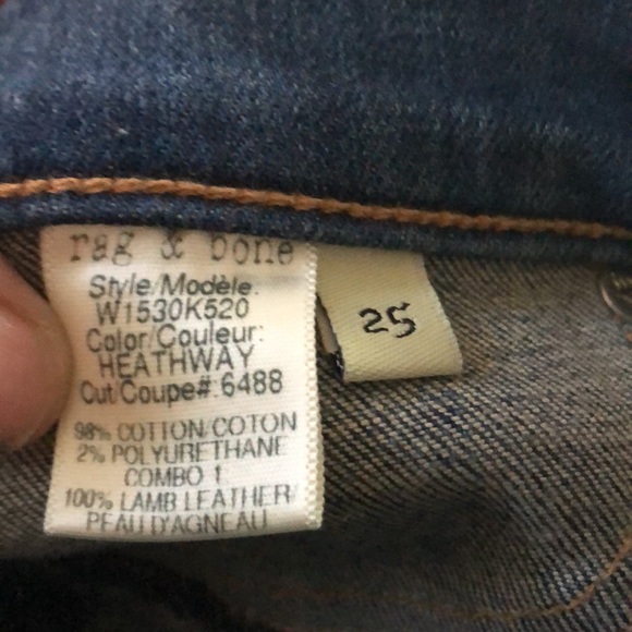 Rag & Bone Jodhpur Heathway Jeans With Leather Panels Size 25 - Picture 7 of 11